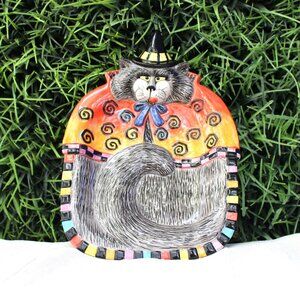 Fitz and Floyd Kitty Witches Halloween Canape Curly Q's Candy Dish Platter Plate